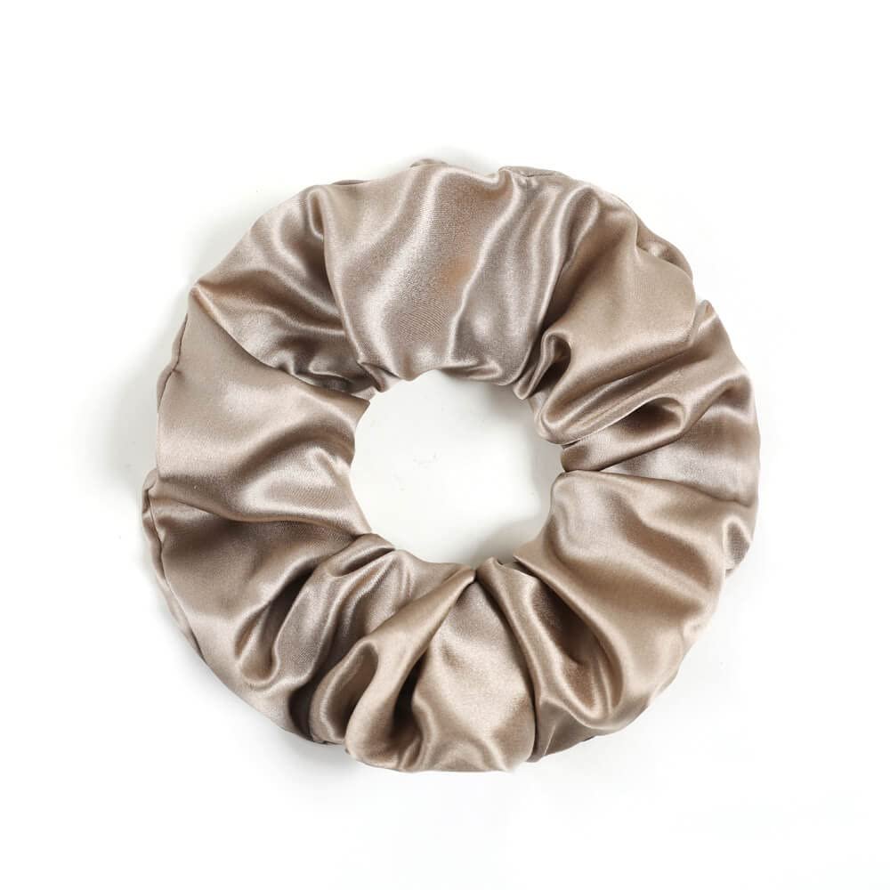 DISANGNI Silk Hair Scrunchies for Frizz&Breakage Prevention, Pure 22Momme100% Mulberry Silk Hair Ties No Damage, Elastic Silk ponytail Holders, 16Pc, Random Color (Taupe)