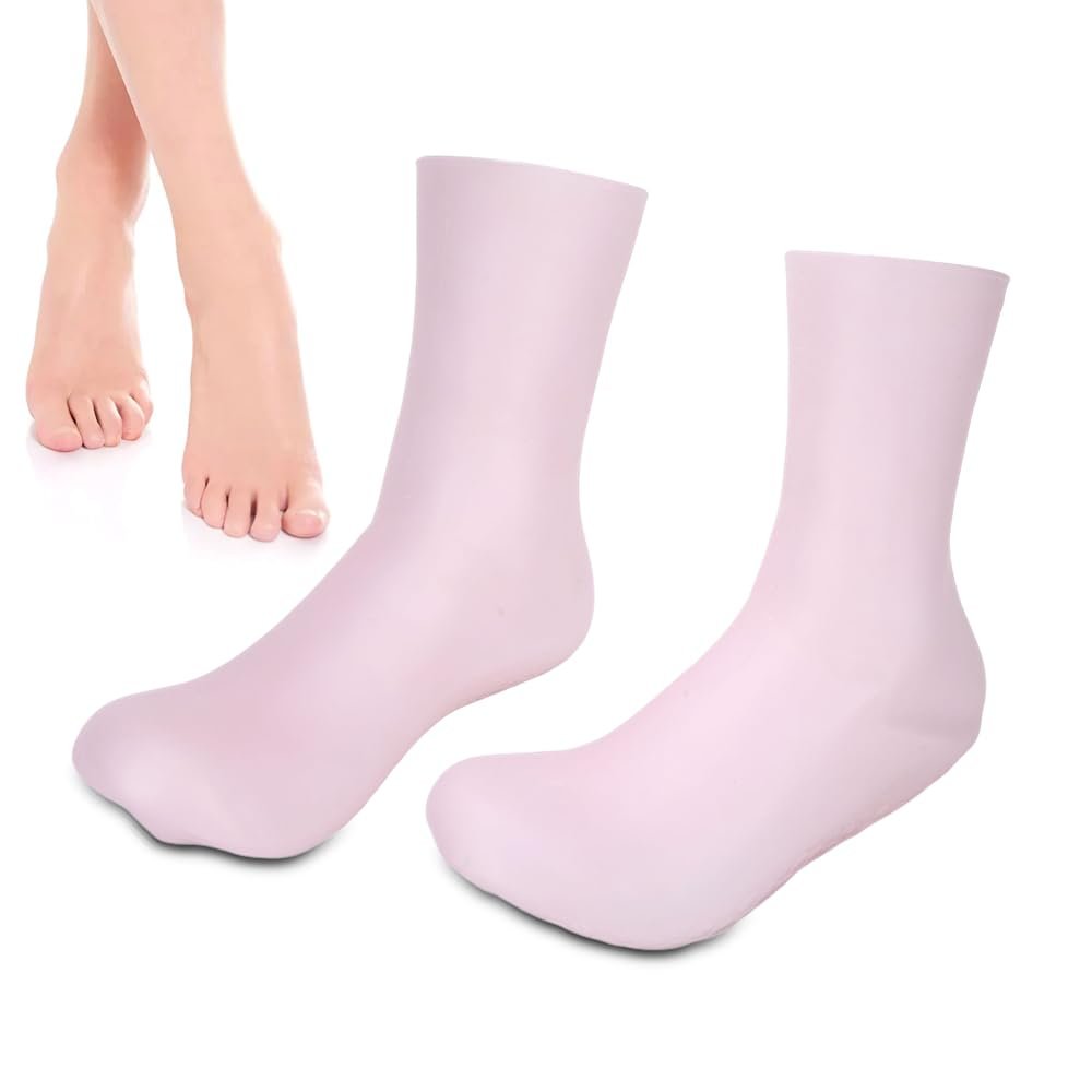 Silicone Socks, Shock for Absorption Pressure, Silicone Moisturizing Socks Prevent Cracking, Silicone Gel Socks for Women and Men(S)