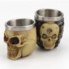 Personalized 2in1 Barber Domestic Artistic Ornament Cleaning Tool Skull Design Moustache Beard Brush Stainless Steel Foaming Soap Bowl Set Shaving Tool Kit Pack of 2pcs for Men (Helmet gold) view 2