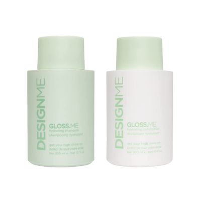 Design.Me GLOSS.ME Moisturizing Shampoo and Conditioner for Dry Hair | Hemp & Argan Oil Shampoo with Straight/Curly Hair Conditioner | Hydrating Shampoo & Conditioner for Colored Hair, 10 Fl Oz Each