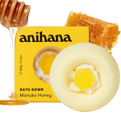 ANIHANA Bath Bomb with Coconut Oil, Paraben Free, Hand-Crafted Luxury Fizzers, Refreshing Manuka Honey Scent, 6.3 oz