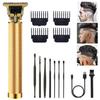 Hair Clippers for Men, Hair Trimmer T Blade Trimmer Zero Gapped Trimmer, Cordless Rechargeable Beard Trimmer Shaver Hair Cutting Kit with Ear Spoon Tool Set (Gold) view 1