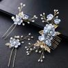Toyvian 4pcs Handmade Wedding Hair Comb Clip Floral Girls Bridal Hair Accessories Rhinestone Hair Piece for Brides and Bridesmaid (Blue) view 2
