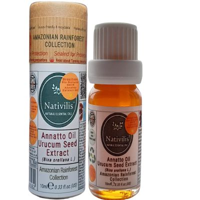 Nativilis Amazonian Urucum Seed Extract Annatto Oil (Bixa orellana L.) Emolient for Suncream Lotion | Ultraviolet Rays Protection properties  Brazilian Bio-Natural Skin Tanning Oil - Copaiba Benefits