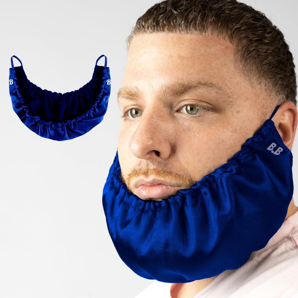 Mens Beard Bonnet for Essential Oil and Moisture Retention and Healthy Hair Growth - Premium Quality Silky Soft Beard Conditioning Cap, Helps to Prevent Itching and Split Ends - Satin Beard Bandana