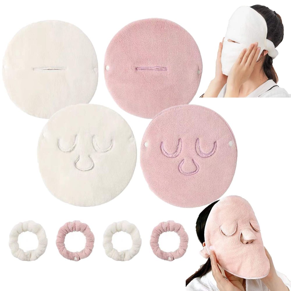 Quarter Rainbow 4 Pack Reusable Face Towel Mask Cold Hot Compress Facial Steamer Towel Moisturizing Beauty Skin Care Spa Towels for Facial Steamer Mask for Women Girls