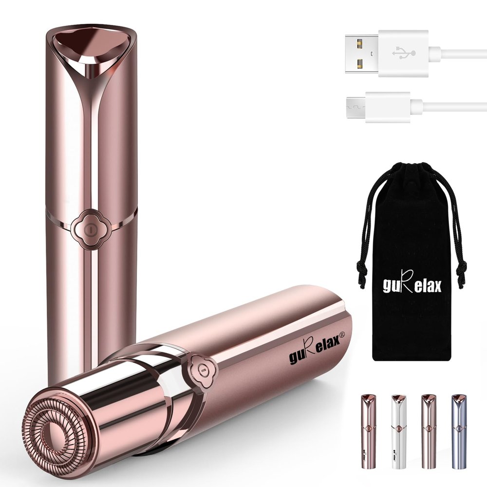Gurelax Facial Hair Remover for Women, Electric Face Shaver, Painless Lip & Chin Removal, Rechargeable Device with Velvet Bag