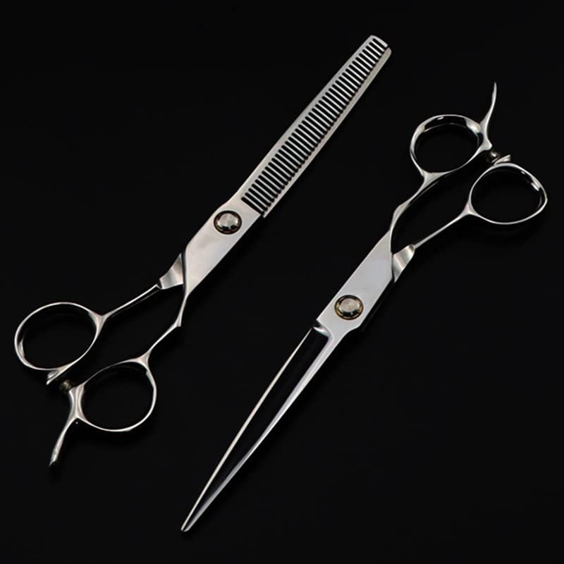 Professional Hair Cutting Shears, Professional japan 440c 9cr13 steel 6 '' bearing hair scissors cutting barber tools haircut thinning shears hairdresser scissors (Color : 6 inch set)