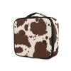 OTVEE Beige Brown Cow Print Makeup Case Travel Cosmetic Bag Large Train Case with Adjustable Dividers view 1