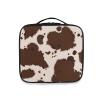 OTVEE Beige Brown Cow Print Makeup Case Travel Cosmetic Bag Large Train Case with Adjustable Dividers view 2