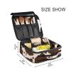 OTVEE Beige Brown Cow Print Makeup Case Travel Cosmetic Bag Large Train Case with Adjustable Dividers view 3