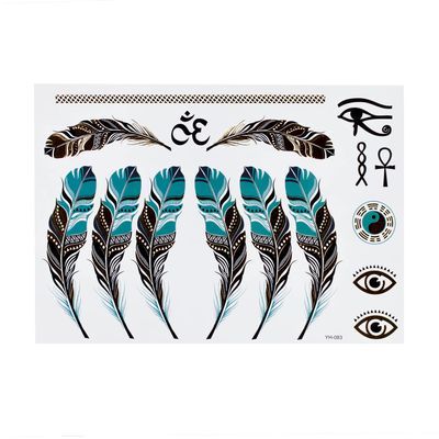 2 x Feather Tattoo Card - Various Motifs in Gold - Temporary Skin Tattoo - YH083 (2)