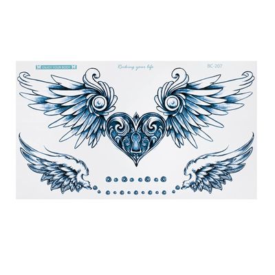 2 x XL Wing Tattoo - Wings, Heart, Castle - Temporary Skin Tattoo - BC207 (2)