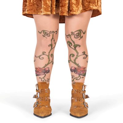 Wild Rose Ladies Tattoo Mesh Leggings, Tan (2XL)