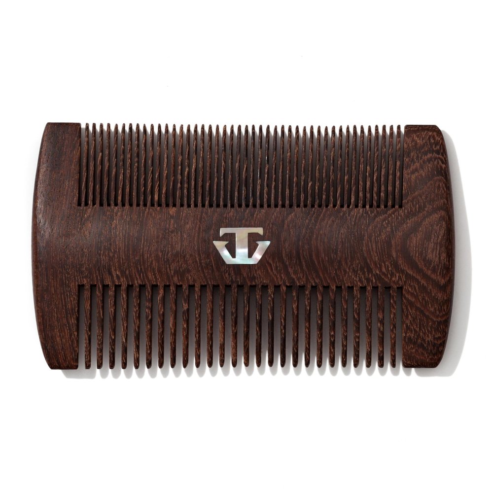 TRAWILD Sandalwood Beard Comb for Men with Mother of Pearl Inlay, Premium Grooming Wood & Wooden Comb for Beard and Mustache