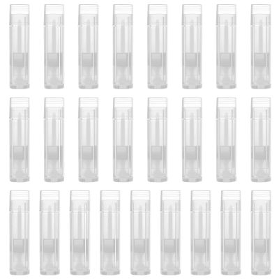 25 Pieces 5ml Clear Empty Plastic Container Lip Balm Containers Lipstick Tubes Plastic Refill Lip Balm Tube with Cap