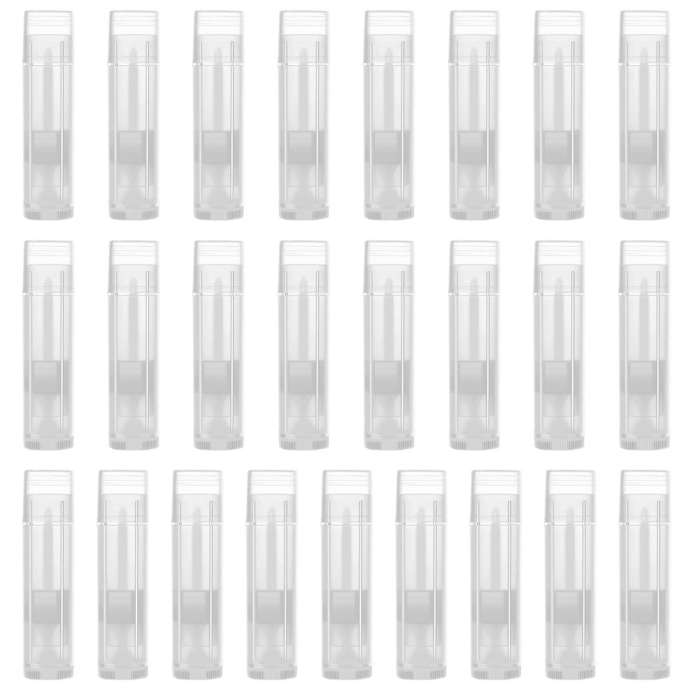 25 Pieces 5ml Clear Empty Plastic Container Lip Balm Containers Lipstick Tubes Plastic Refill Lip Balm Tube with Cap