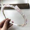 Natural Stone Retro Lady Style Hairband,Brass Wire Wrapped Pearl&Crystal Lapis Slice Pastoral Women Hair Clip Jewelry QC5040,Rose Quartz view 1