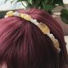 Natural Stone Retro Lady Style Hairband,Brass Wire Wrapped Pearl&Crystal Lapis Slice Pastoral Women Hair Clip Jewelry QC5040,Rose Quartz view 3
