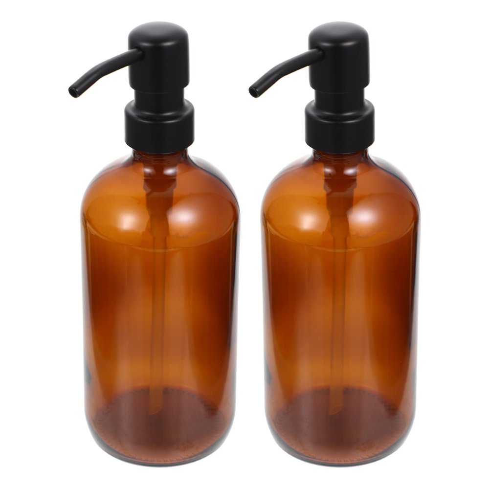 Beaupretty 1set Nordic Glass Lotion Pump Bottle Refillable Container for Shampoo Soap Wash Elegant Glass Label for Home Hotel and Bathroom Use