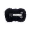 surell Mink Fur Bow Tie Clip - Unique Mink Fur Hair Clip for All Hair Types - Fur Fashion Hair Accessory - Black view 2