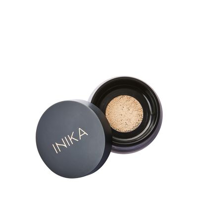 INIKA Organic Mineral Powder Foundation with SPF 25 - Vegan Makeup, Natural Looking, Buildable Coverage, Flawless Radiance & Glow, Blemish Coverage, Cruelty Free, Sustainable Packaging, Strength, 8g