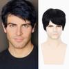 Creamily Mens Black Wigs Short Human Hair Wig Straight Layered Natural Full Hair Replacement Wigs for Men Daily Wear Wig view 2