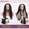 6PCS Clip In Hair Extensions-LONAI 24" Black Brown with Highlight Hair Long Mermaid Waves Synthetic Clip On Hairpiece For Women view 4