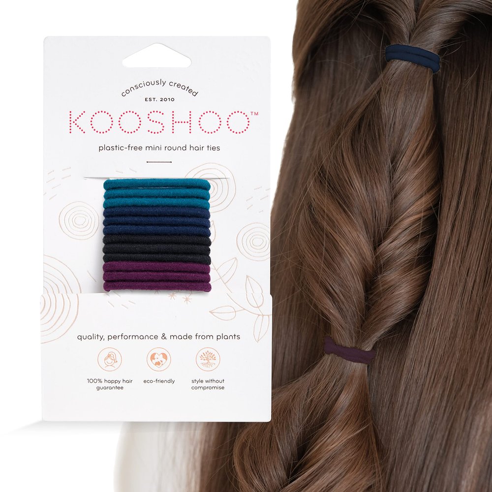 KOOSHOO Plastic-Free Mini Organic Cotton Hair Accessories - No-Damage Ties for Thick Hair, Girls, Toddlers, & Babies. 12ct