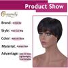 Creamily Short Black Pixie Cut Wigs for Black Women Human Hair Wig with Bangs Layered Wavy Hair Wig for Women Daily Wear Natural Black Hair Replacement Wigs view 2