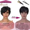 Creamily Short Black Pixie Cut Wigs for Black Women Human Hair Wig with Bangs Layered Wavy Hair Wig for Women Daily Wear Natural Black Hair Replacement Wigs view 4