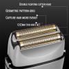 Men's Shaver, Pro metal housing hair electric shaver for men rechargeable head electric razor facial beard shaving machine tool for blads (Color : Gold) view 3