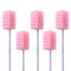 100 Pcs Disposable Mouth Swabs Sponge, BVN Oral Swabs, Oral Care Swabs Disposable, Mouth Swabs, Unflavored and Sterile Disposable Dental Swabsticks for Mouth Cleaning, Sawtooth-Shaped Pink. view 1