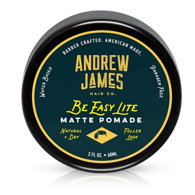 ANDREW JAMES Matte Pomade 2.75 Ounce | BE EASY LITE | Natural Matte Look| Medium Hold Pomade | Sulfate Free | Provides A Fuller Look For Your Hair | Made For Men And Women