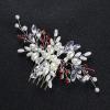 Brihasory Bridal Hair Combs for Women Accessories Red Rhinestones Handmade Wedding Hair Accessories for Brides Pearls Bridesmaid Gifts Tiara view 2