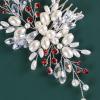 Brihasory Bridal Hair Combs for Women Accessories Red Rhinestones Handmade Wedding Hair Accessories for Brides Pearls Bridesmaid Gifts Tiara view 3