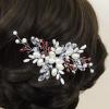 Brihasory Bridal Hair Combs for Women Accessories Red Rhinestones Handmade Wedding Hair Accessories for Brides Pearls Bridesmaid Gifts Tiara view 4