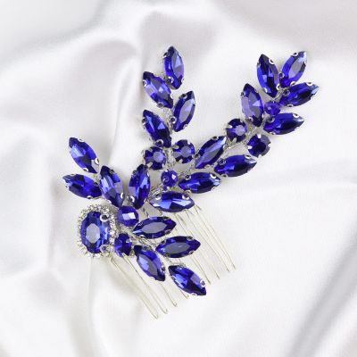 Brihasory Blue Wedding Hair Accessories for Brides Romantic Bridal Hair Combs for Women Accessories Handmade Rhinestones Bridesmaid Gifts