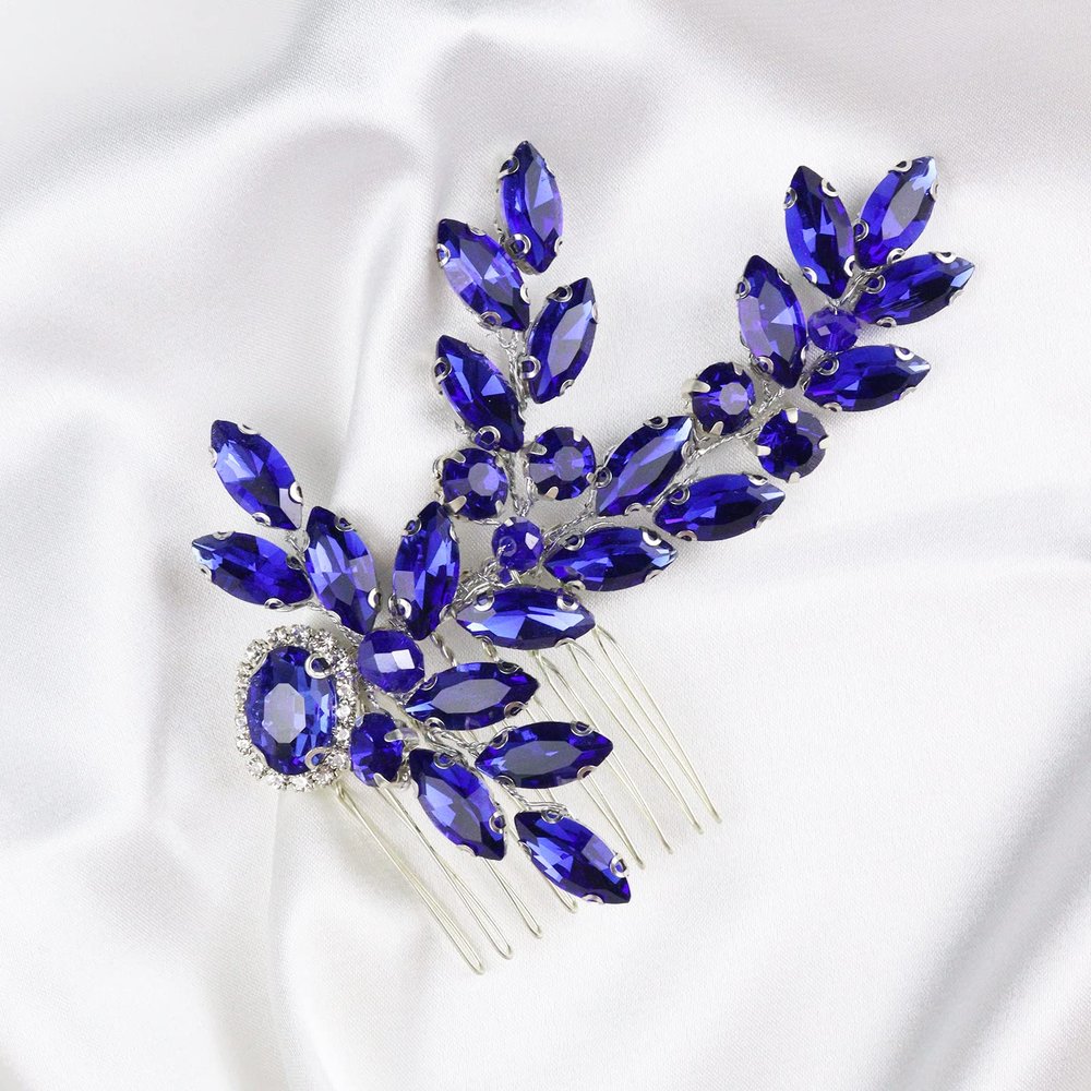 Brihasory Blue Wedding Hair Accessories for Brides Romantic Bridal Hair Combs for Women Accessories Handmade Rhinestones Bridesmaid Gifts