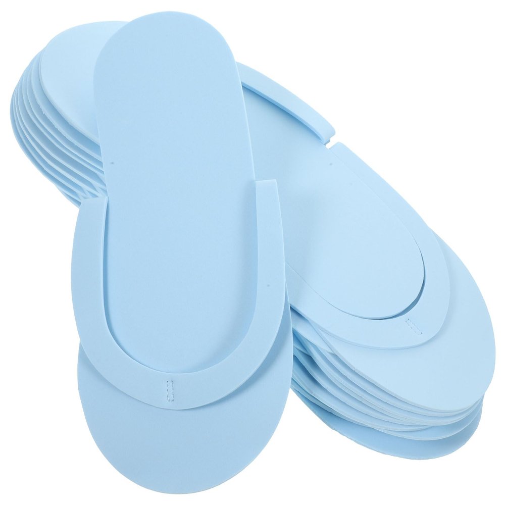 Beavorty 12 Pairs Pedicure Slippers - Foam Flip Flops, Disposable, Foldable, Anti-Slip for Guests, Salon, Nail, Foot (Random Color)