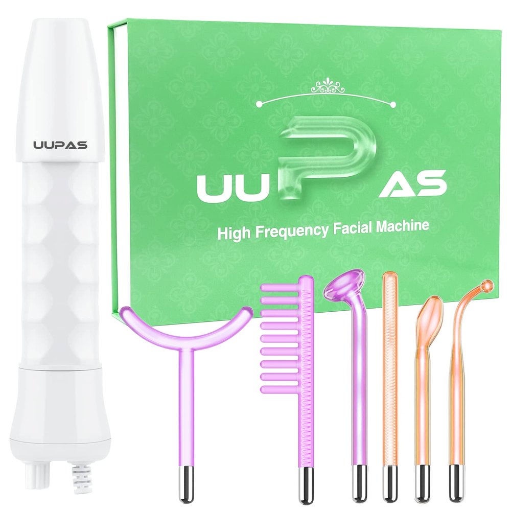High Frequency Facial Wand - UUPAS Portable High Frequency Facial Machine with 6 Pcs Different TubesOrange & Purple