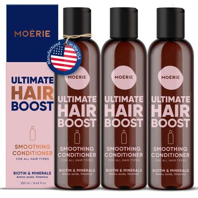 Moerie Ultimate Hair Growth Conditioner  For Longer, Thicker, Fuller Hair - Vegan Friendly Volumizing Hair Products  Paraben & Silicone Free  All Hair Types  Reverse Hair Loss  Triple Set
