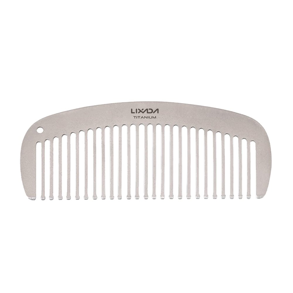 Lixada Titanium Hair & Beard Comb, Anti-Static, Heat-Resistant, Pocket Size, Silver, Unisex