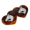 1928 Jewelry Brown Tortoise Double Heart Horse Head 1.9 Inch Hair Barrette Clip, (1 Pcs), Equestrian Jewellery For Women view 1