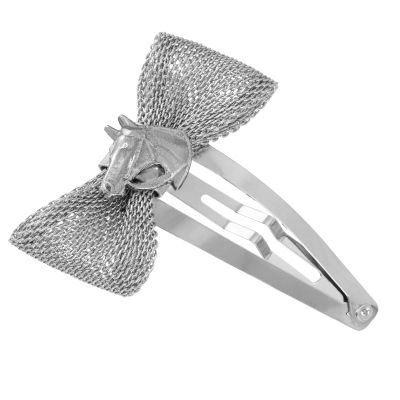 1928 Jewelry Mesh Bow Horse Head Snap Hair Clip, Equestrian Jewellery For Women