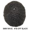 Afro Curly Toupee for Black Men Soft Full Lace African American Men Toupee Kinky Coily 100% Hand Tied Virgin Human Hair Pieces Bleached Knots Natural Hairline 8X10 inch Swiss Lace Man Weave Hair Unit for Black Men (6MM Wave,#1B OFF BLACK) view 2