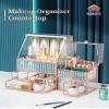 Youdepot Glass Makeup Organizer - Multi-Functional 3-in-1 Cosmetic Organizer for Skincare, Lipstick, Brushes - Vanity Organizer & Bathroom Organizer view 2