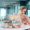 Youdepot Glass Makeup Organizer - Multi-Functional 3-in-1 Cosmetic Organizer for Skincare, Lipstick, Brushes - Vanity Organizer & Bathroom Organizer view 3