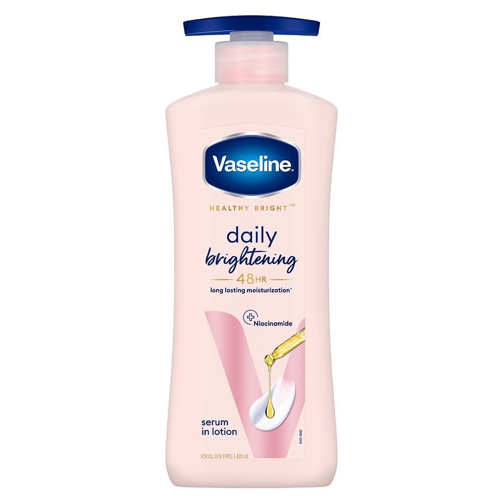 Vaseline Healthy Bright, Daily Brightening Daily Moisturizer, 400 ml, for Glowing Skin, with Vitamin B3, Visibly Radiant Skin in 2 Weeks, Lightweight, Non-sticky, Non-Oily Body Lotion, for Dry Skin