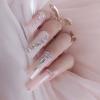 ZYBUXY 24pcs wedding nails for bride Luxury Super Long False nails Rectangl Acrylic, Nude Salon Fake Press on Nails Glossy for women and girls view 2